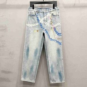 Acne Women's Artistic Blue and Gray Straight Leg Jeans